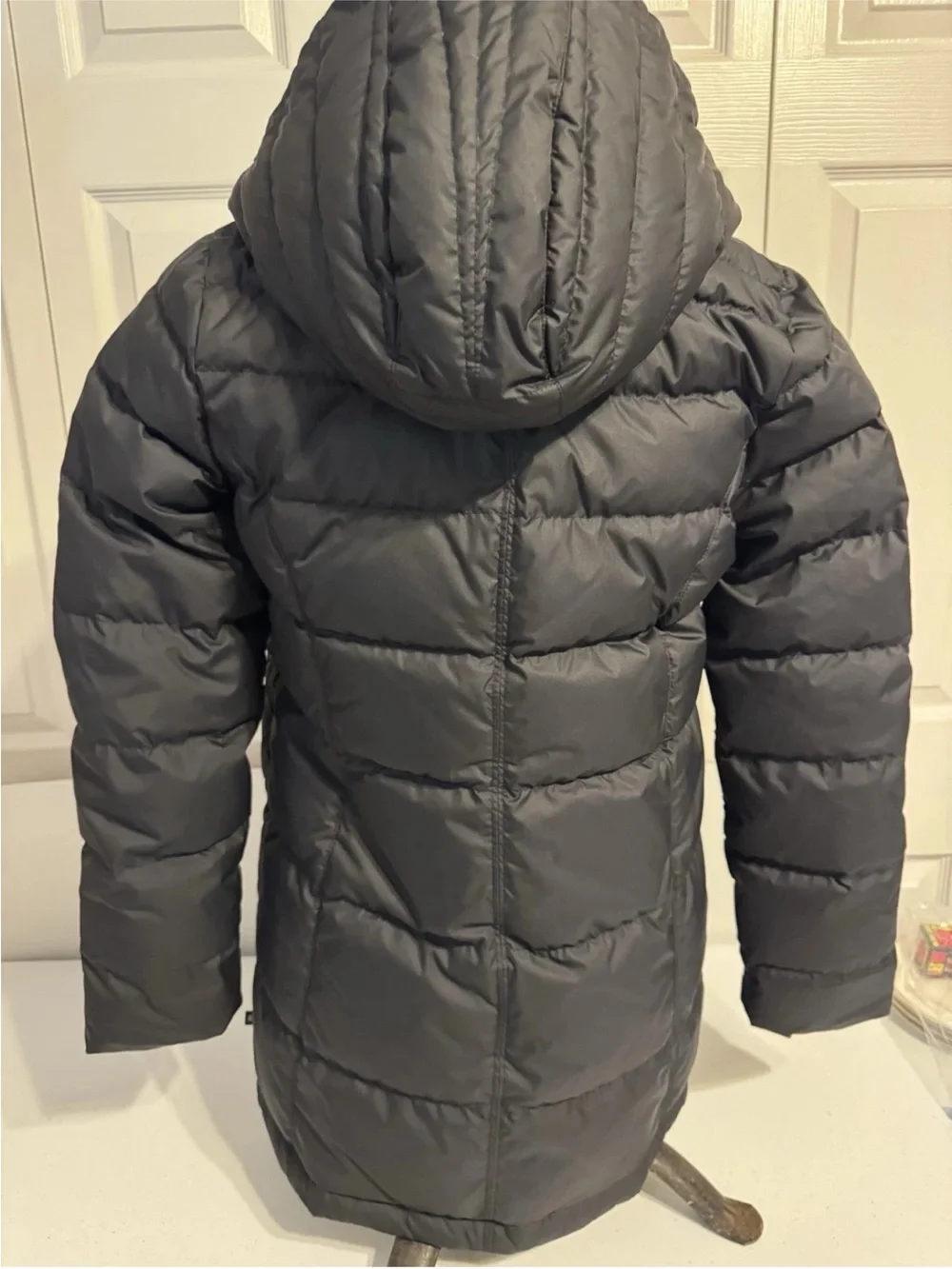 Athleta Girl Snow Day Down Filled Black Quilted Coat with hood and pockets